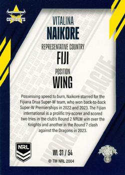 2024 NRL Traders Titanium - World In League #WL31 Vitalina Naikore Back